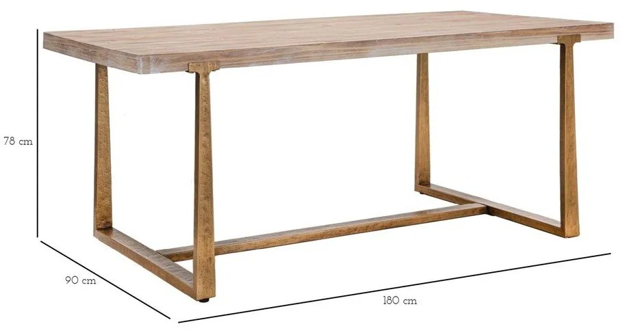 Jedálenský stôl v prírodnej farbe 180x90 cm Ankara – Mauro Ferretti