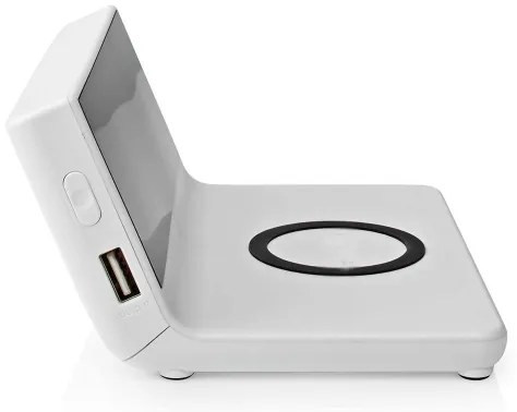 Nedis WCACQ20WT - Budík s LCD displejom a bezdrôtovú nabíjačkou 15W/5V biela