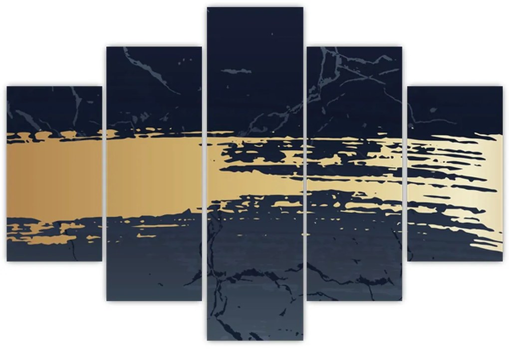 Obraz - Modrá a zlatá abstrakcia N⁰2 (150x105 cm)