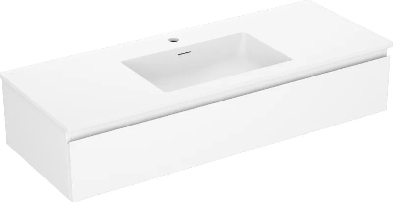 Mexen Orio, kúpeľňová skrinka 120 cm s umývadlom Otis, 1 zásuvka, biela matná, 91A10-12023-1-BF01-W18M01