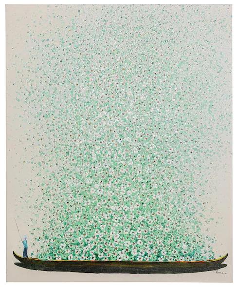 Flower Boat obraz béžovo-zelený 120x160 cm
