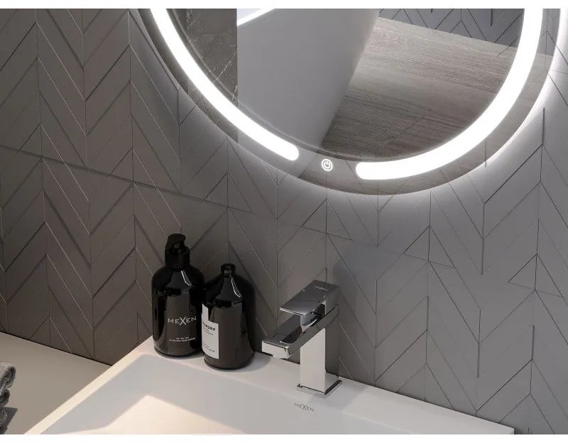 Mexen Rose, LED kúpeľňové zrkadlo s podsvietením 90x90 cm, 6000K, ochrana proti zahmlievaniu, 9810-090-090-611-00