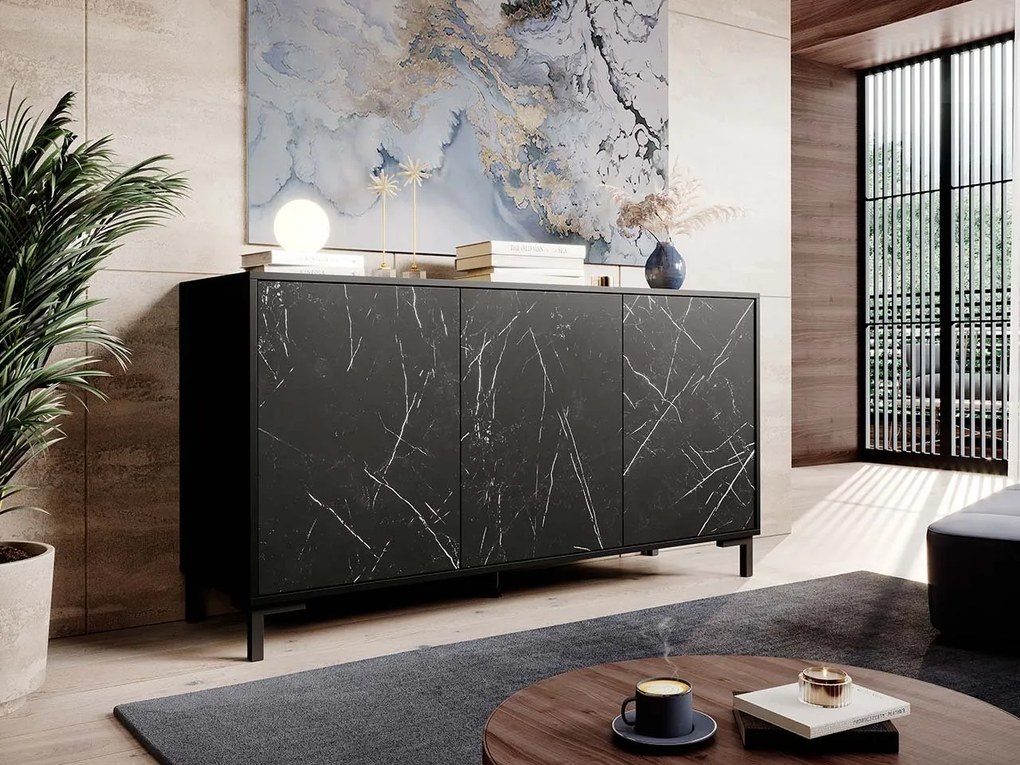 Komoda Sopeleto 3D 150, Farby: biela/biely mramor