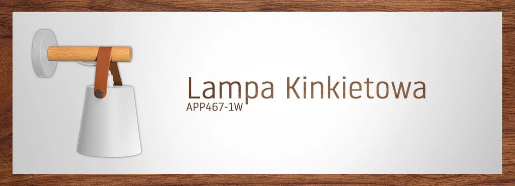 Toolight - Kovová nástenná lampa s remienkom 1xE27 APP467-1W, biela-hnedá, OSW-06916
