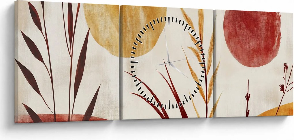 Obraz - Rastliny a kruhy (s hodinami) (90x30 cm)