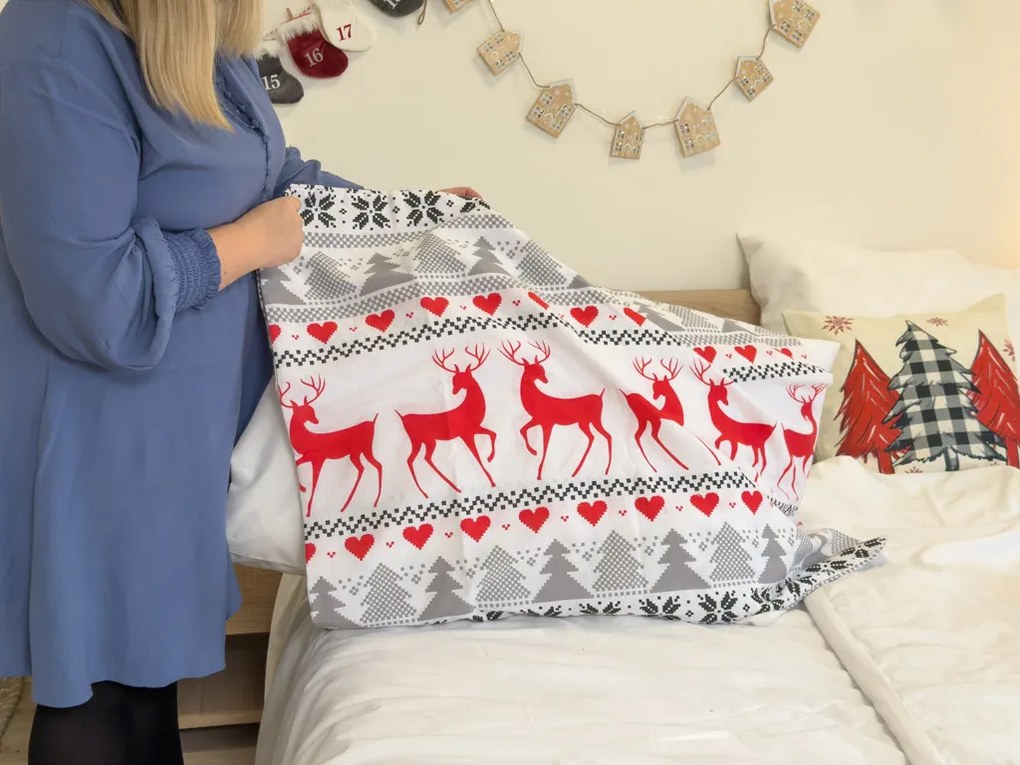 Flanelové obliečky DEER DREAMS biele Rozmer obliečky: 70 x 90 cm | 140 x 200 cm