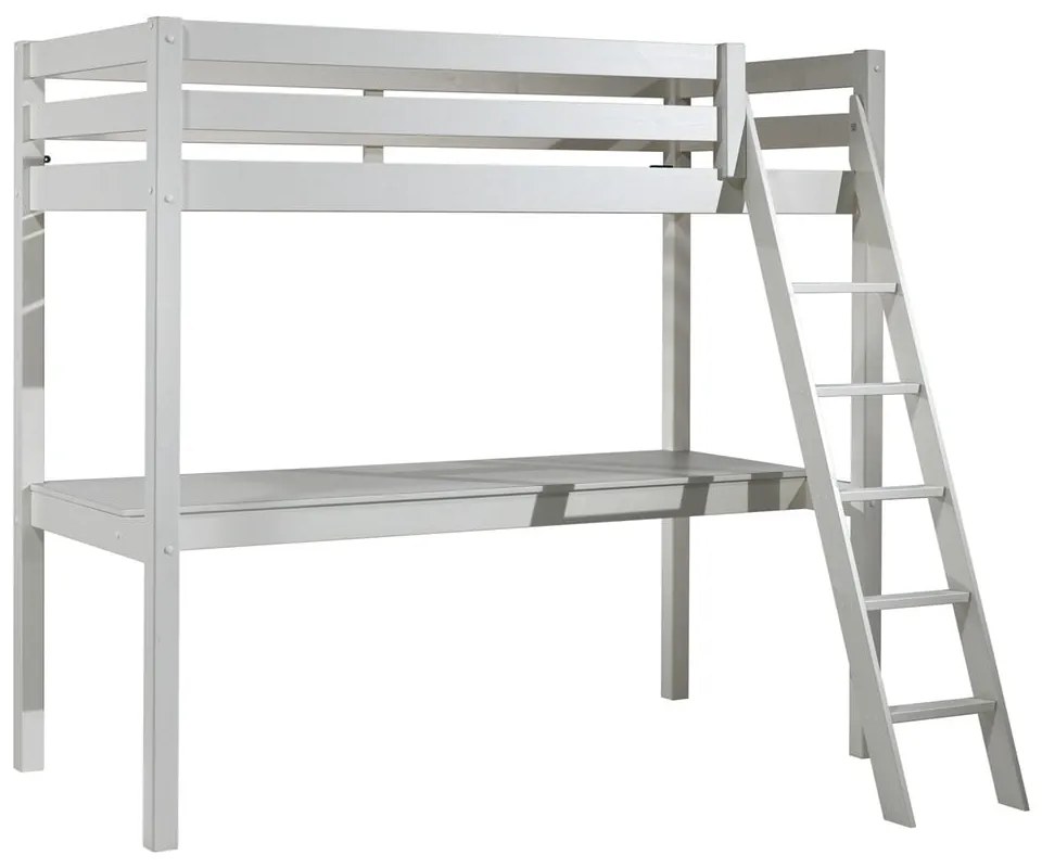 Biela vyvýšená detská posteľ z borovicového dreva 140x200 cm PINO – Vipack