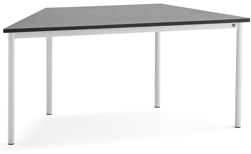 Stôl SONITUS TRAPETS, 1600x800x720 mm, linoleum - tmavošedá, biela