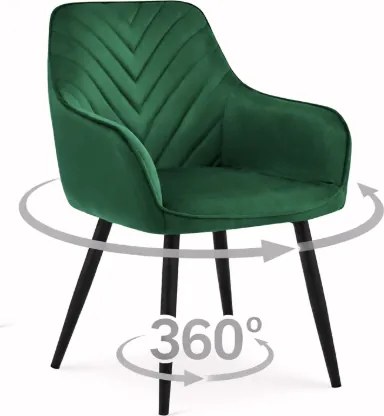 Otočné kreslo NANA -tmavozelený zamat / čierne nohy