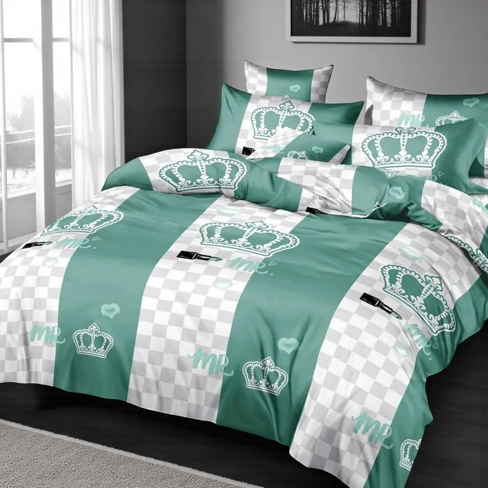Obliečky CROWN GREEN 7-dielna sada 140x200 cm