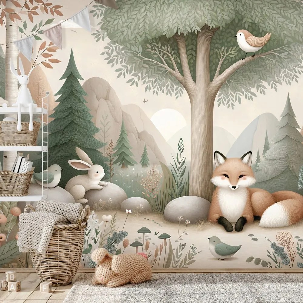 Samolepiaca tapeta lesná rozprávka s líškou