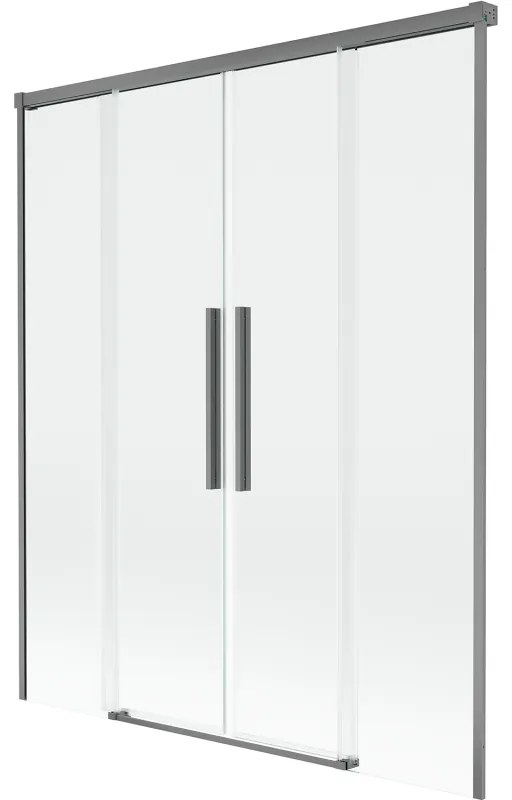 Mexen Rox, 2-krídlová posuvná vaňová zástena 140 x 150 cm, 8mm číre sklo, grafitový profil, 8C9-140-002-95-00