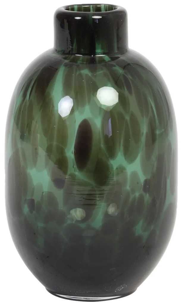 Sklenená vázička DAKAR, dark green-black, výška 15 cm (S)