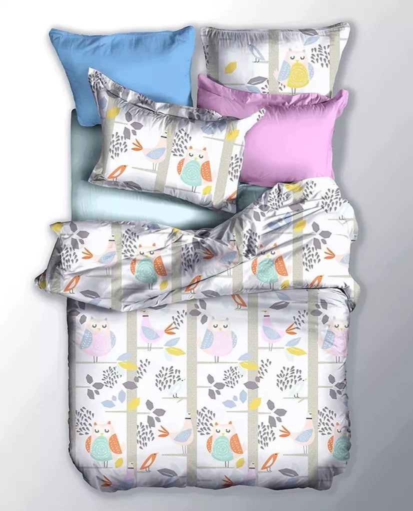 Francúzske obliečky z mikrovlákna SOVA farebné Rozmer obliečky: 2 ks 80 x 80 cm | 200 x 220 cm