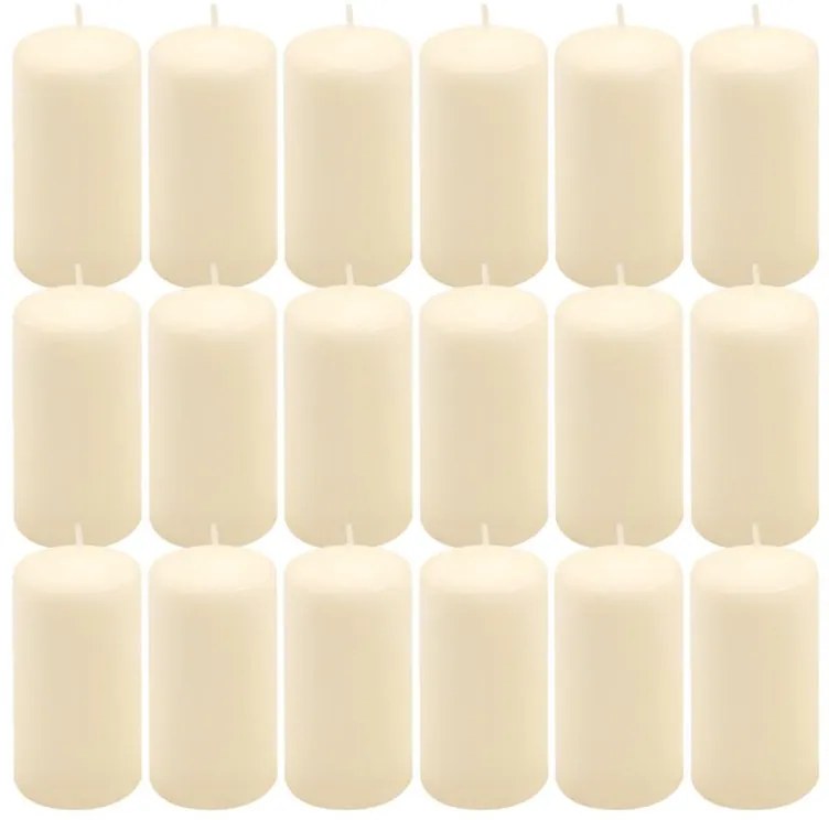 Sada stĺpových sviečok, 11,5 cm, Ø 6 cm, krémová, 18 ks