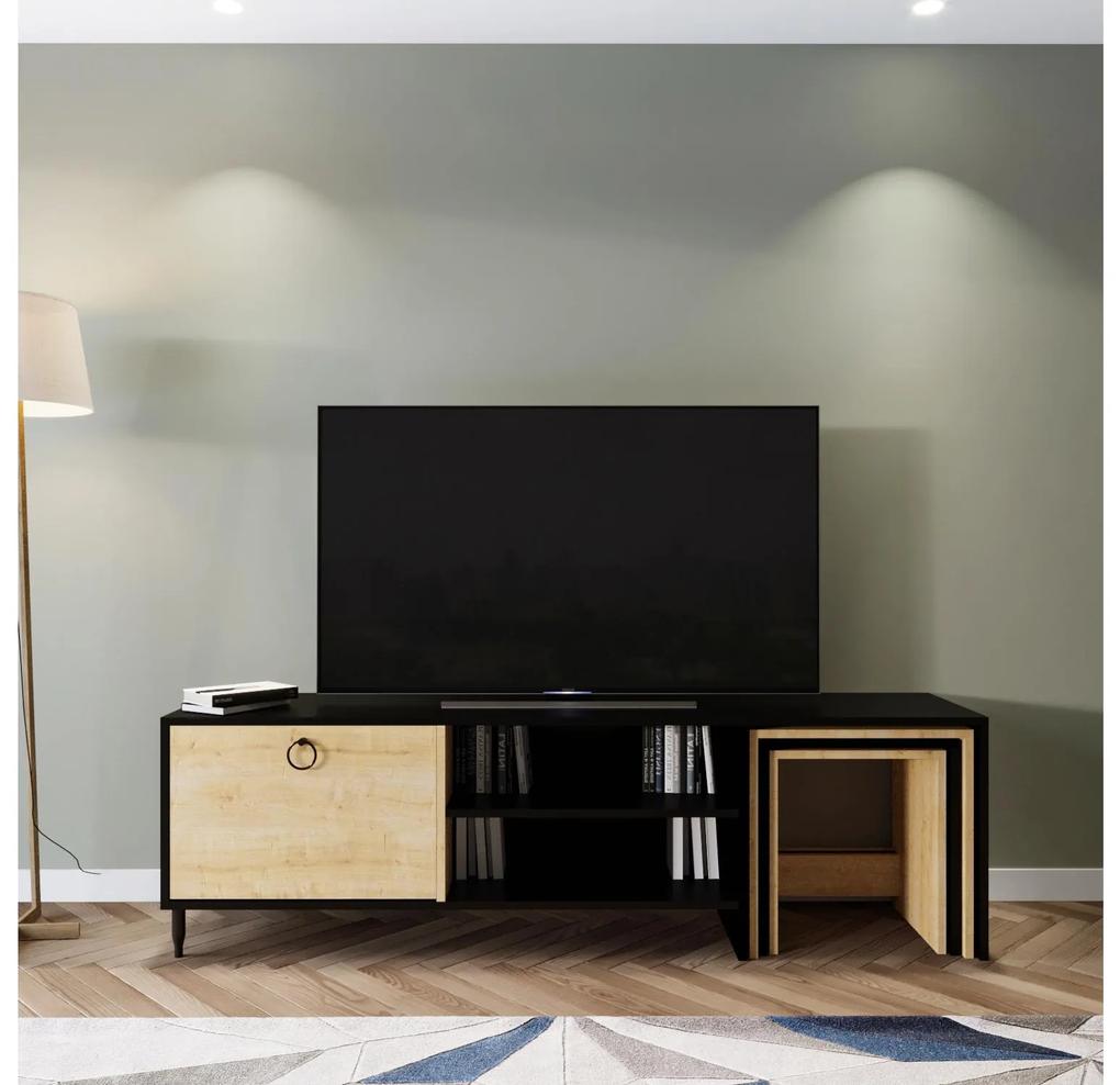 TV stolík/skrinka Zigg (čierna + dub). Vlastná spoľahlivá doprava až k Vám domov. 1088198
