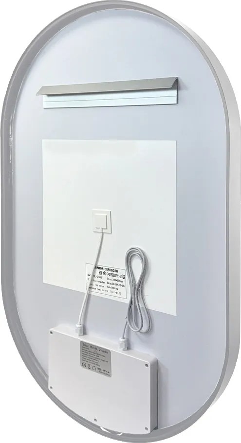 Mereo Mereo, zrkadlo oválne 50x80 cm, LED osvetlenie, rám z brúsenej ocele, MER-CN170S