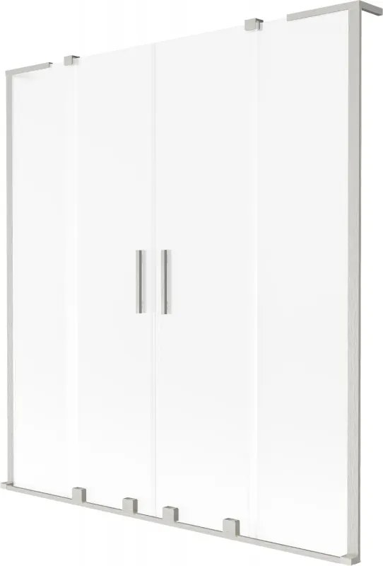 Mexen Velar L Duo, 2-krídlová posuvná vaňová zástena 140 x 150 cm, 8mm sklo námraza, brúsená oceľ, 896-140-003-32-97