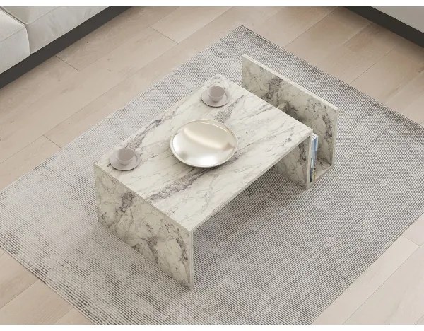 Konferenčný stolík MONEL, mramorový dekor, sivá