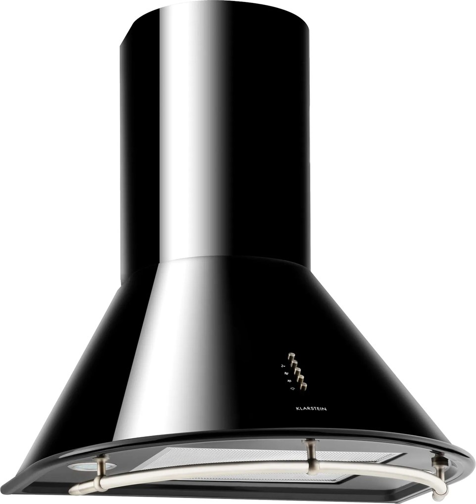 Klarstein Lumio Neo, digestor, 60 cm, komínový, 610 m³/h, retro dizajn, nehrdzavejúca oceľ, čierny