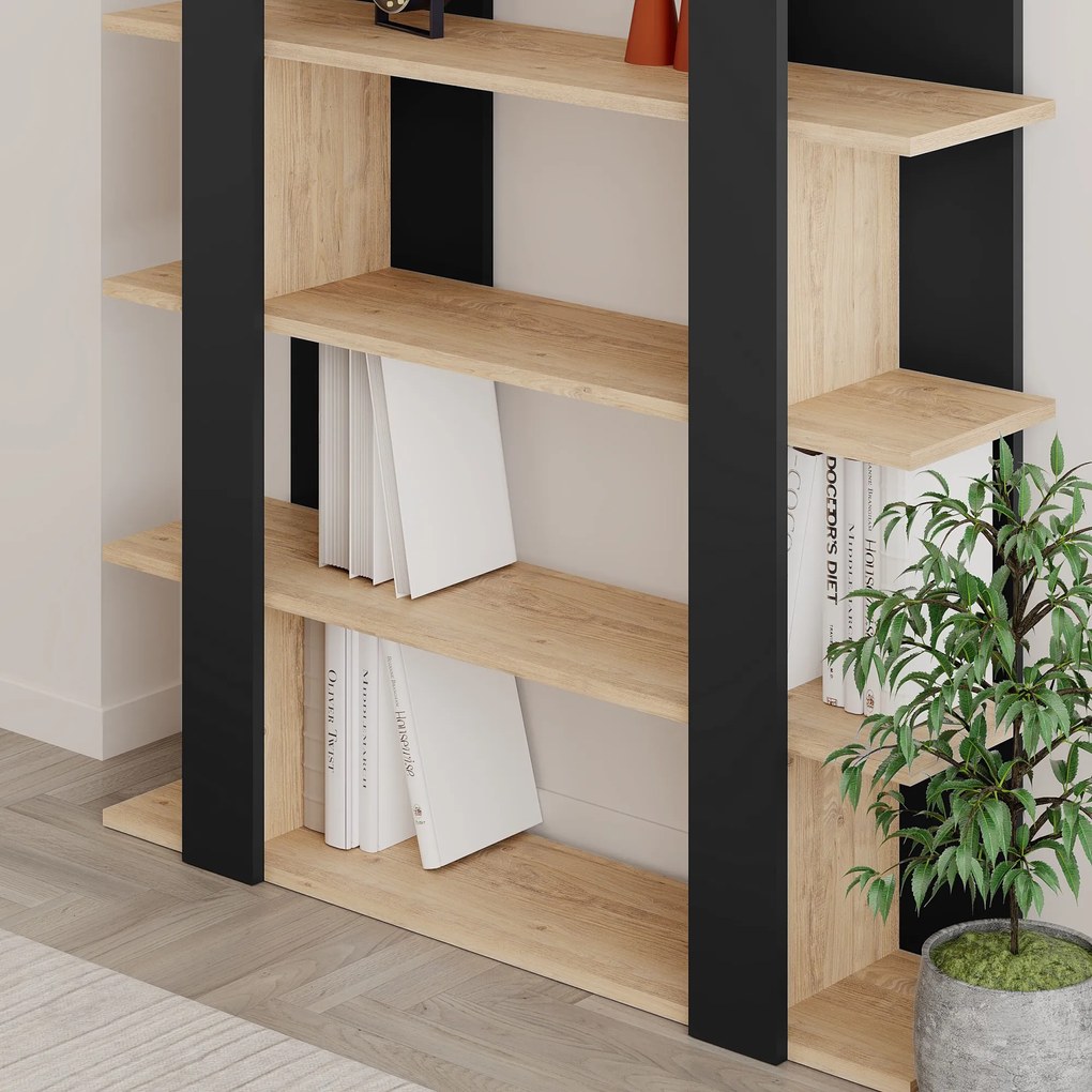 Knižnica Houseland Tita dub prírodný/čierny