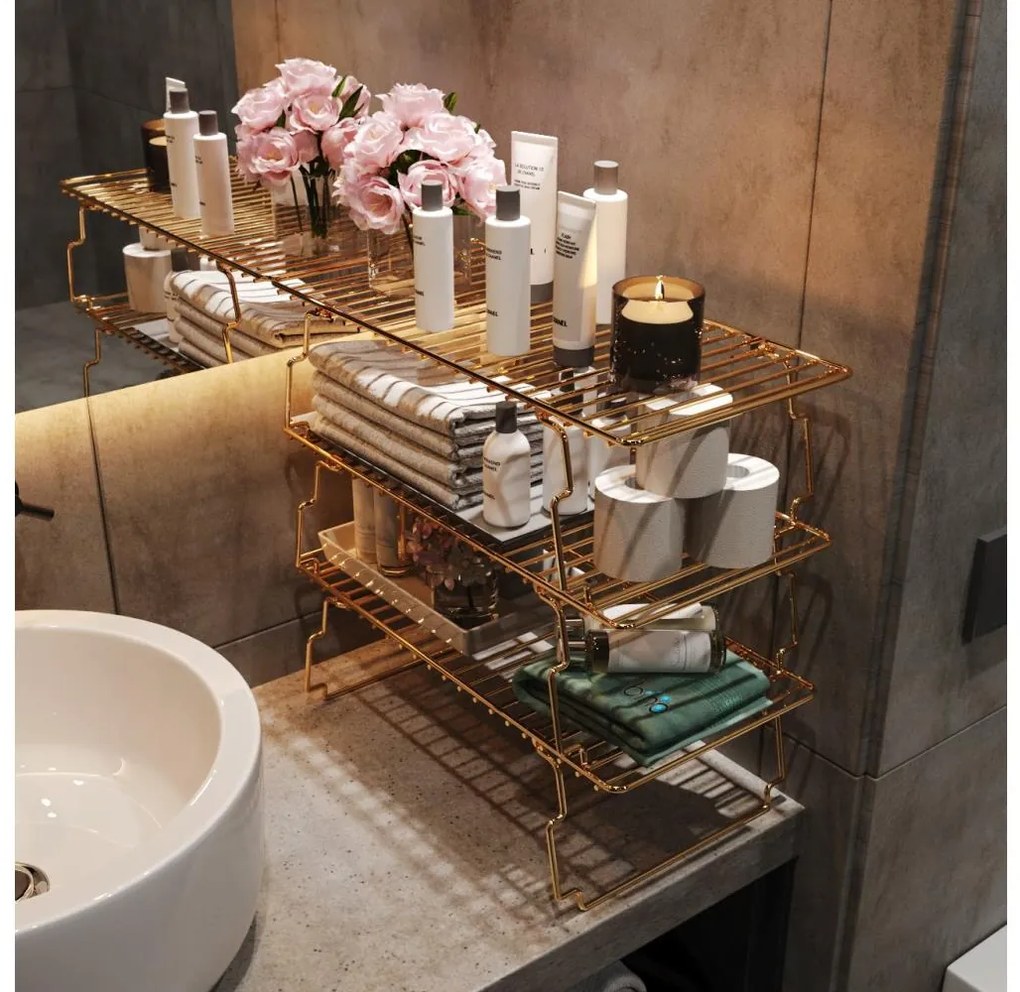 Policový organizér 42x19 cm zlatá