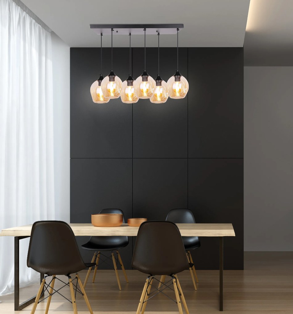 Candellux Čierno-hnedý závesný luster Aspa pre žiarovku 6x E27 36-00620