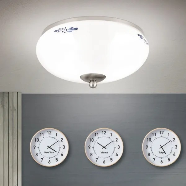 Orion DL 7-673 - Stropné svietidlo LANDHAUS 2xE27/60W/230V pr. 28 cm matný chróm/biela