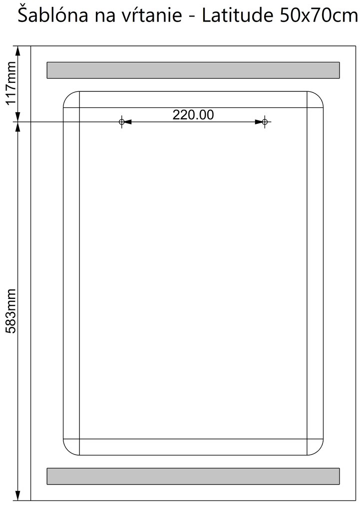 LED zrkadlo Latitudine 50x70cm neutrálna biela - diaľkový ovládač Farba diaľkového ovládača: Čierna