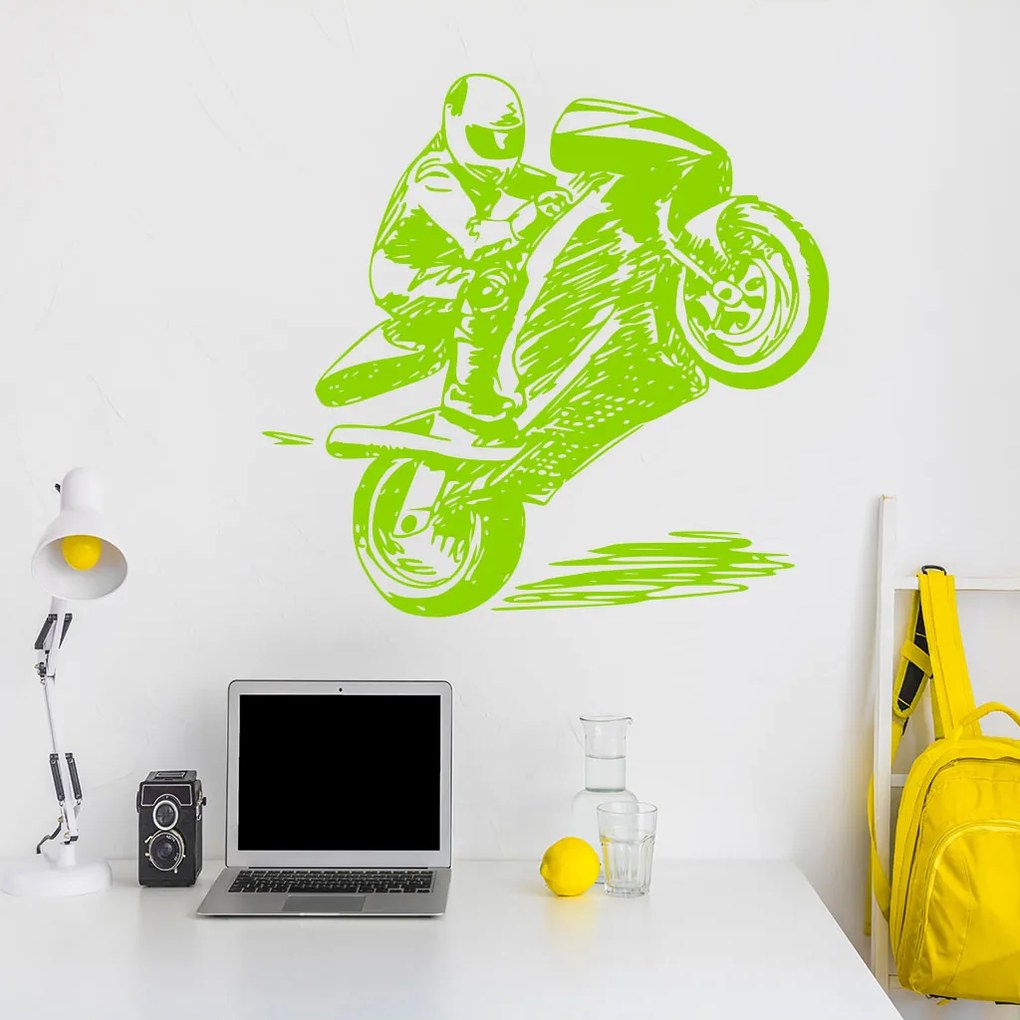 Veselá Stena Samolepka Kreslený motorkár Farba: černá, Veľkosť: 60 x 63 cm