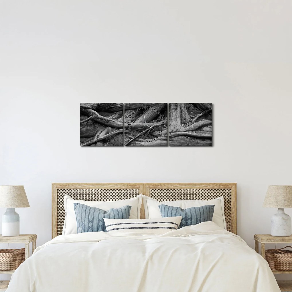 Obraz - Korene stromu (s hodinami) (90x30 cm)