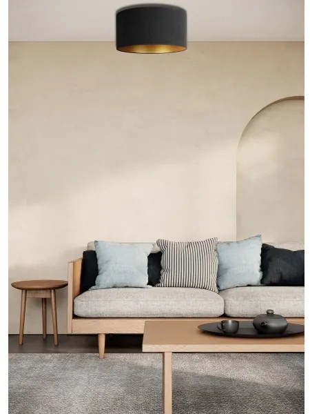 Duolla - Stropné svietidlo ROLLER 1xE27/15W/230V pr. 40 cm čierna/zlatá