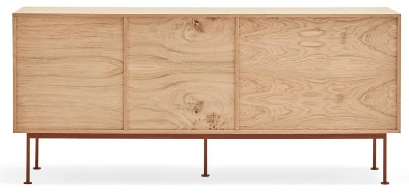 Tehlovočervená komoda v dubovom dekore Teulat Yoko, šírka 180 cm