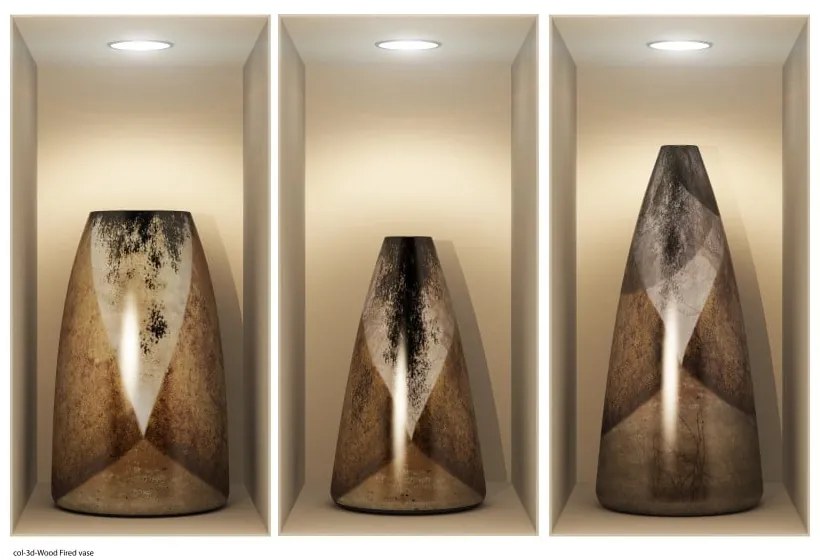 Sada 3 samolepiek s 3D efektom Ambiance Wooden Vases