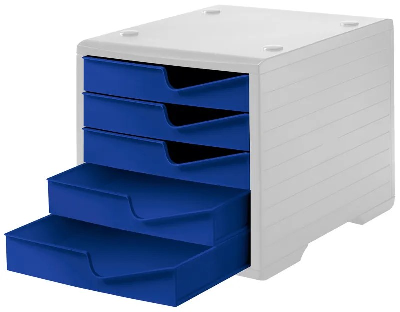Triediaci box, 5 zásuviek, sivá/modrá