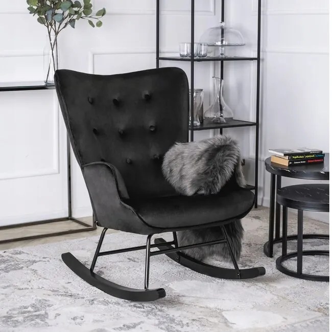 Dizajnové hojdacie kreslo Tromsö čierna velúr