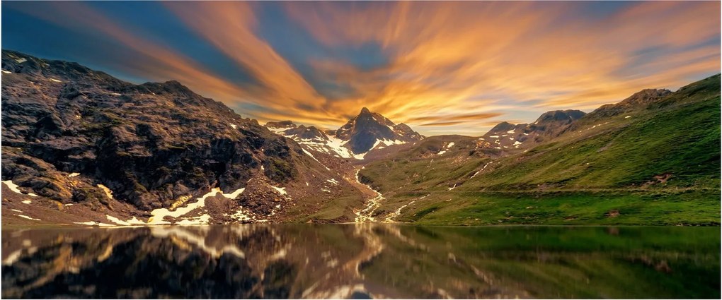 Obraz - Odraz v horskom jazere (120x50 cm)