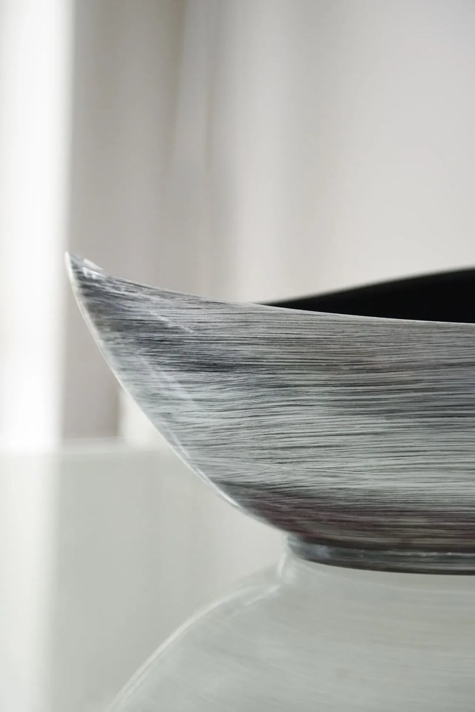 Strieborná miska MONDANA, sklolaminát, šírka 39 cm, strieborno-čierna