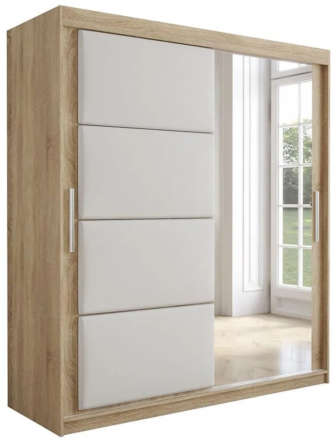 Skriňa Tapi 180 Dub Sonoma/Biela ekokoža