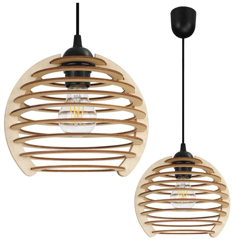 Závesné svietidlo Timber, 1x drevené tienidlo, lp, n
