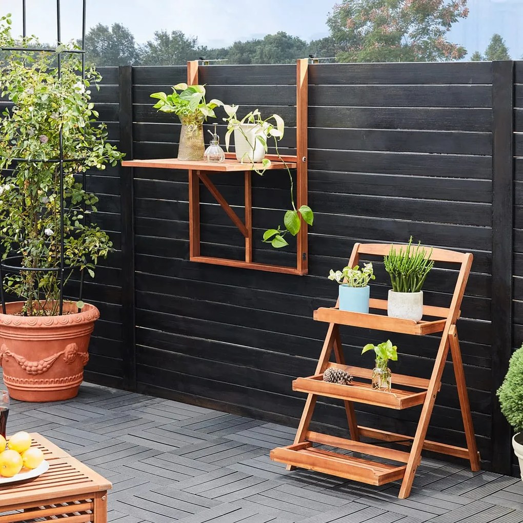 Závesný balkónový stolík HANS, 65x45x87cm, hnedá Casaria