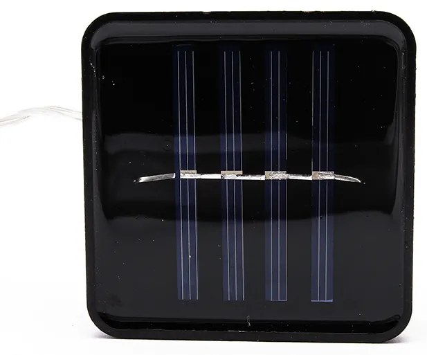 DECOLED Solárne párty osvetlenie, 5 m, 10 teplých bielych LED diód, priehľadné žiarovky, transparentné