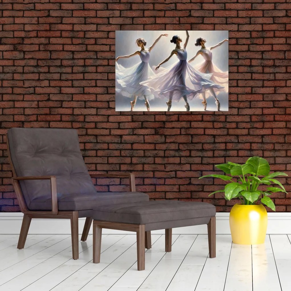 Sklenený obraz - Tri baletky (70x50 cm)