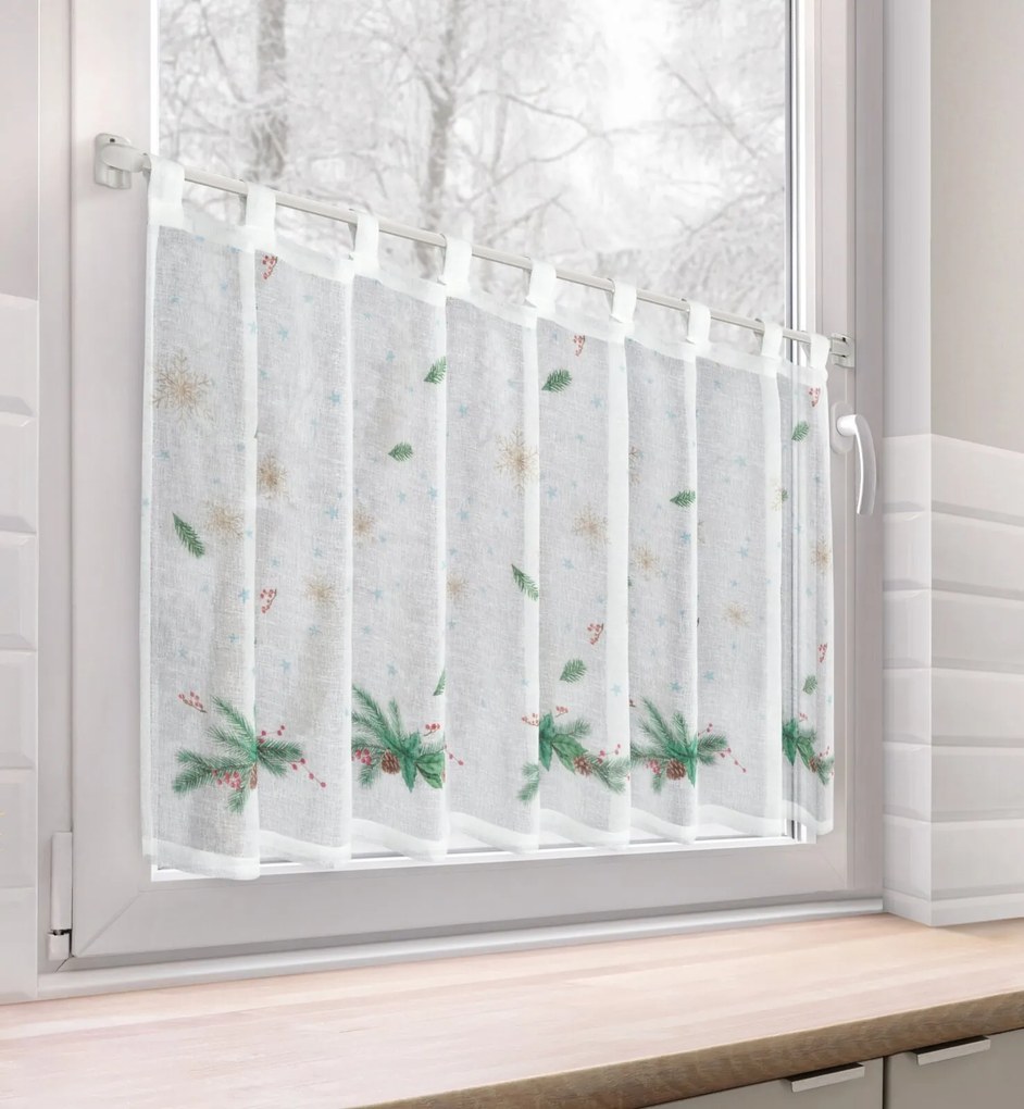 KRÁTKA VIANOČNÁ ZÁCLONA NA PÚTKACH XMAS1 60X150 CM VZOROVANÁ