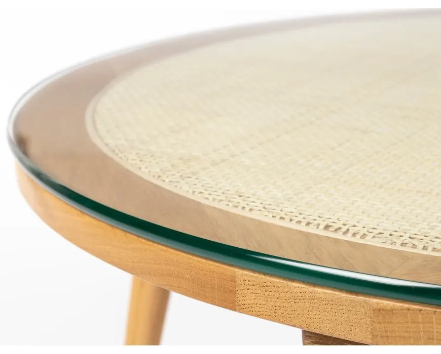 Sklenený okrúhly konferenčný stolík v prírodnej farbe ø 70 cm Haru – White Label