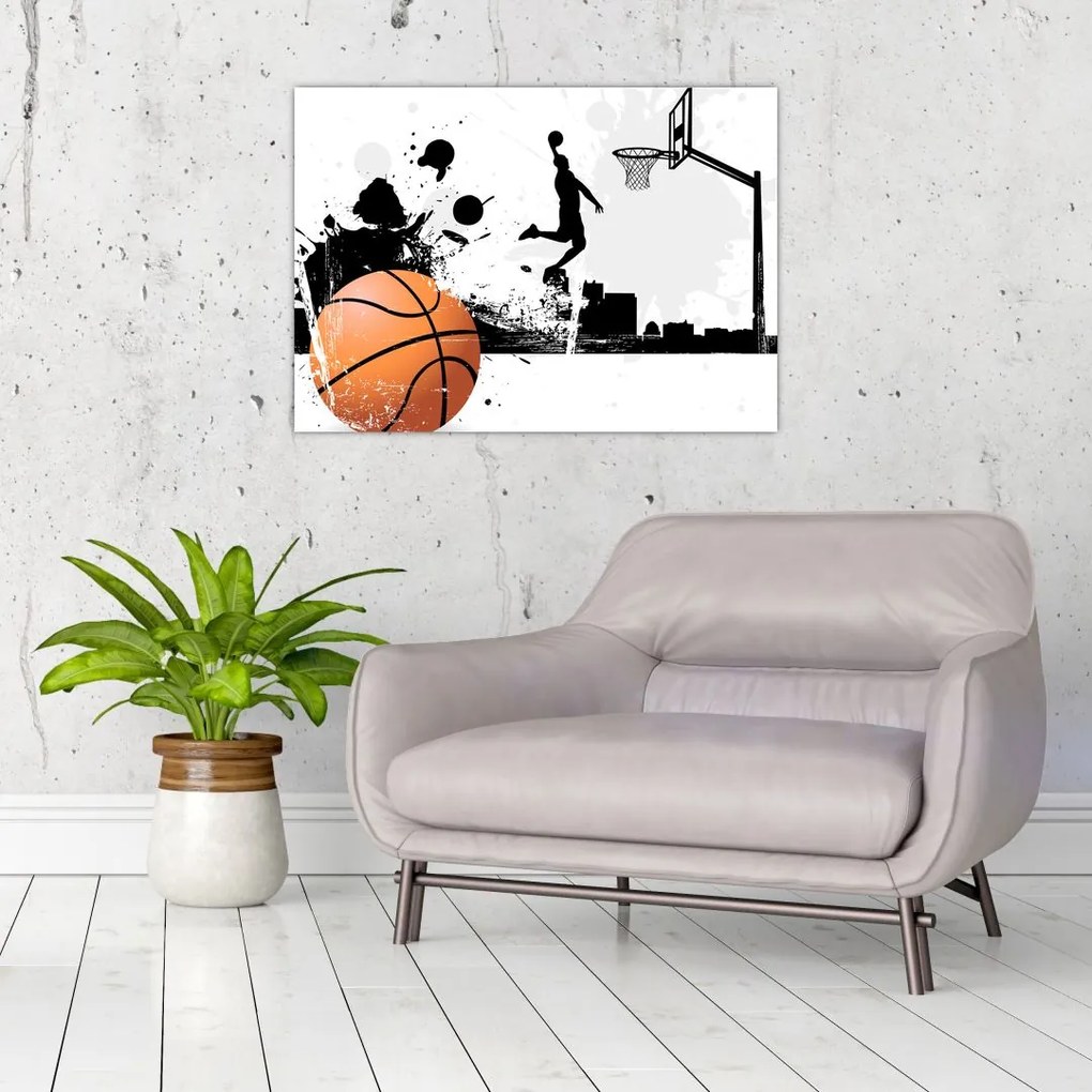 Sklenený obraz - Hráč basketbalu (70x50 cm)