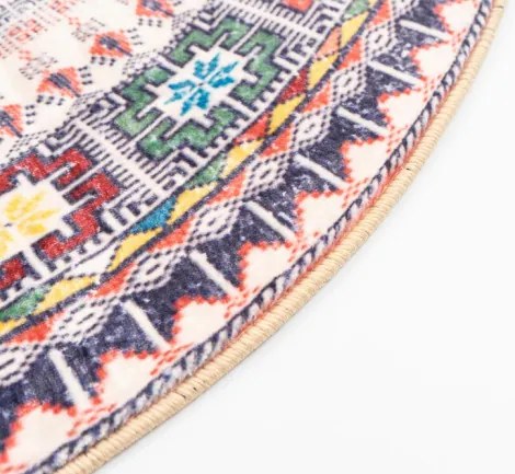 Protišmykový koberec NOVO béžový / modrý kruh