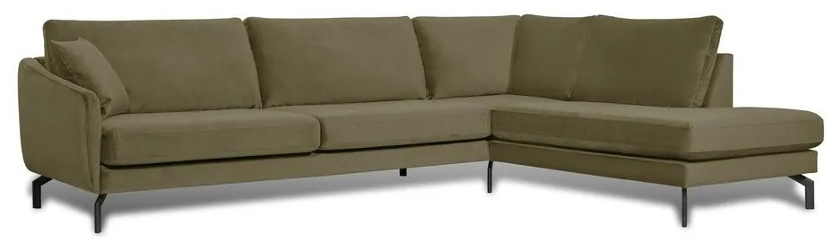 Zelená zamatová rohová pohovka (pravý roh) Magic - Scandic