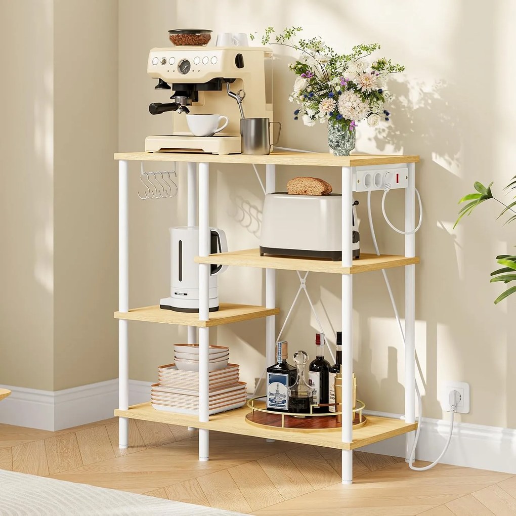 Kuchynský regál Vasagle Vitas 80 cm so zásuvkami hnedý/biely