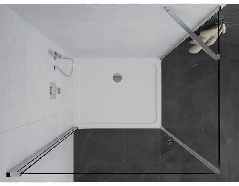 Mexen Pretoria sprchovací kút 80 x 100 cm, priehľadný, chróm + plochá sprchová vanička-852-080-100-01-00-4010